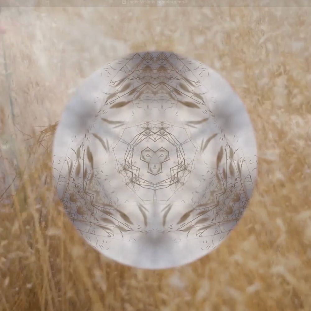 Decorative circular design with interlocking hands on a textured beige background